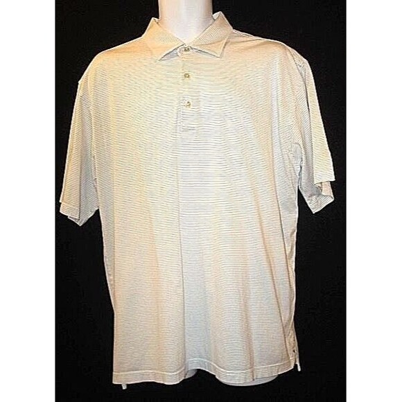 Peter Millar Polo Golf Shirt Blue Striped Embroidered Panama Jack Hat Logo L - Picture 2 of 7